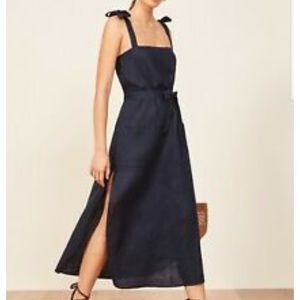 Navy Blue Reformation Elliot Dress